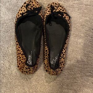 Faux fur leopard print flats.  Good condition